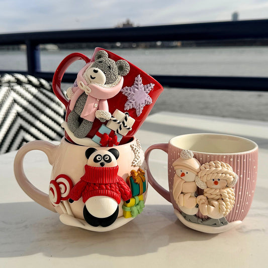 Winter Bear Mug Handmade Clay Art