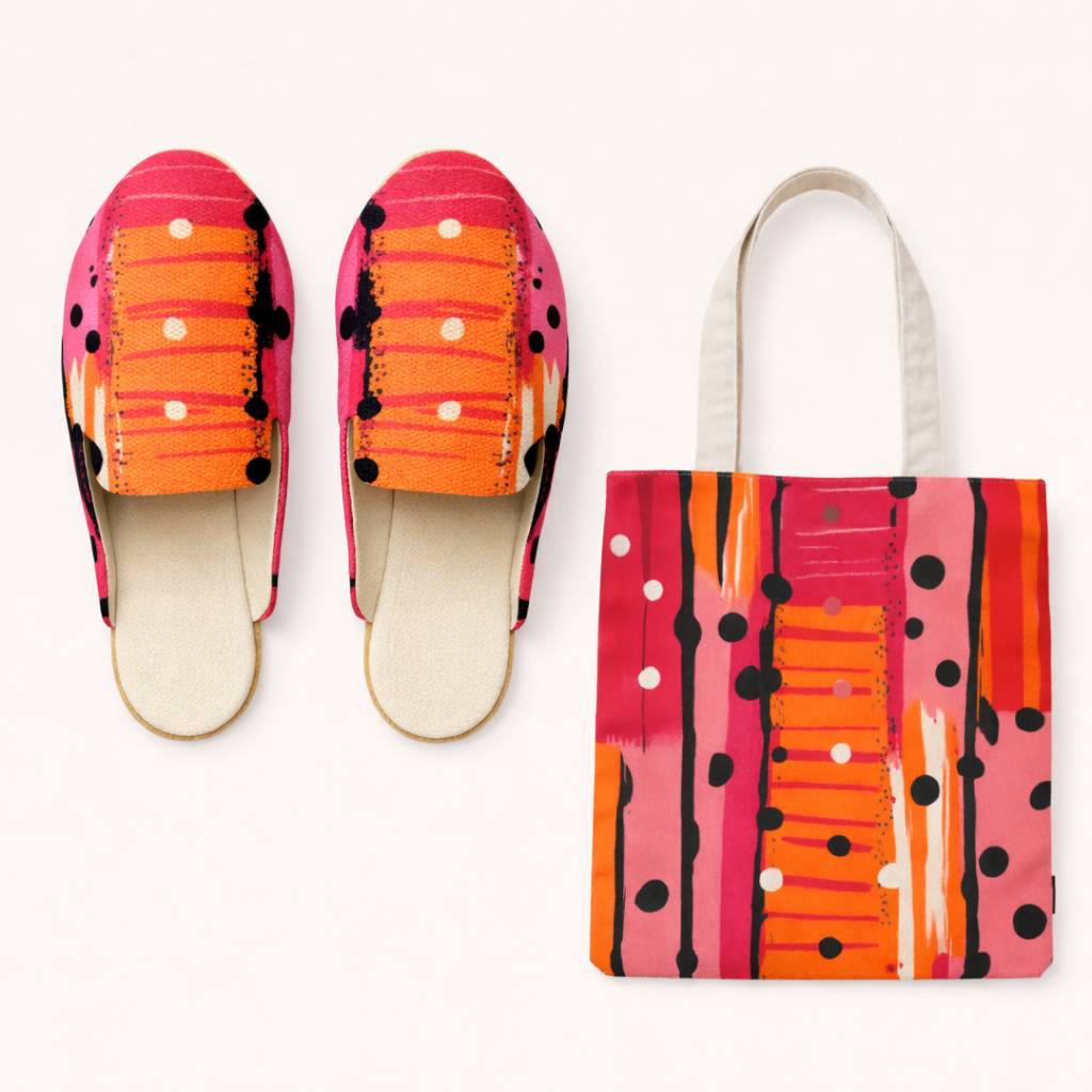 Dotty Matching Mules & Tote Set