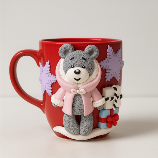 Winter Bear Mug  Handmade Clay Art