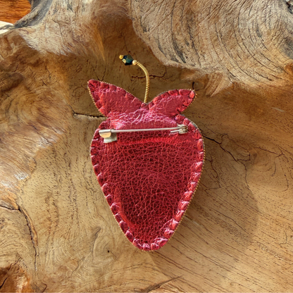 Handmade Strawberry Beaded Brooch